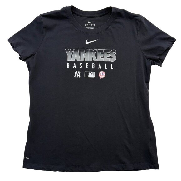 Nike New York Yankees MLB Graphic T-Shirt Black Dri-Fit Casual Fanwear Womens L - Picture 1 of 9